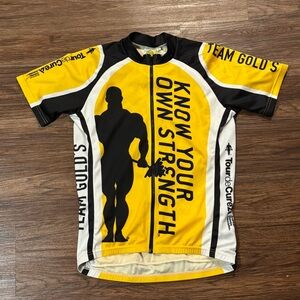 Gold’s Gym Tour‎ de Cure Cycling Jersey Yellow Black Med Know Your Own Strength